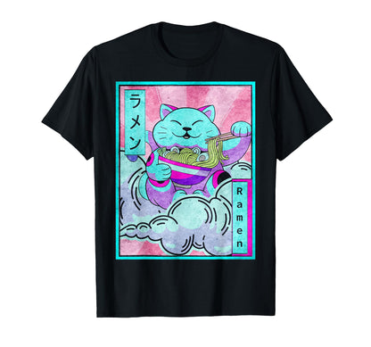 Maneki Neko Cat Ramen Japanese T-Shirt - Fun Novelty Design Men Women - T-Shirt, Sweatshirt, Hoodie