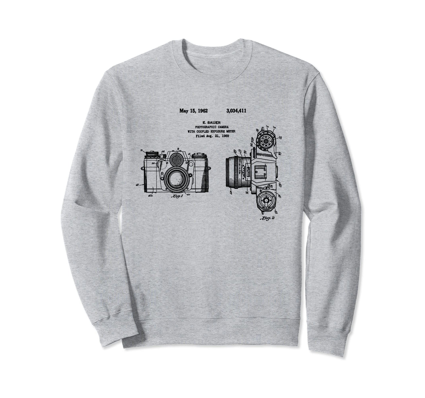 Camera Blueprint Patent Photography Sweatshirt - Unique Graphic Unisex - T-Shirt, Sweatshirt, Hoodie