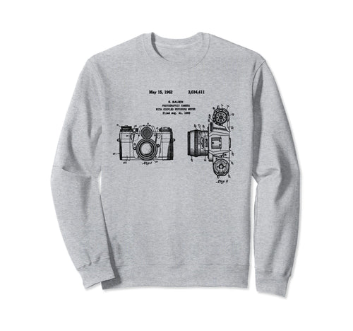 Camera Blueprint Patent Photography Sweatshirt - Unique Graphic Unisex - T-Shirt, Sweatshirt, Hoodie