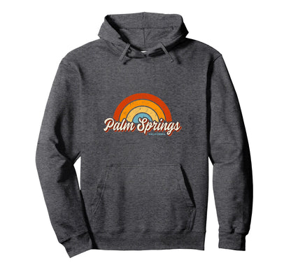 Palm Springs California Ca Rainbow Hoodie - Aesthetic Graphic for Adults - T-Shirt, Sweatshirt, Hoodie