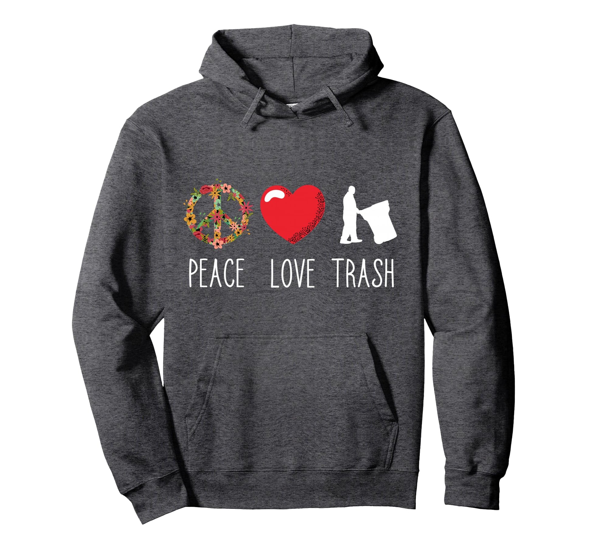 Garbage Trash Can Love Peace Recycling Hoodie - Minimalist Print Men Women - T-Shirt, Sweatshirt, Hoodie