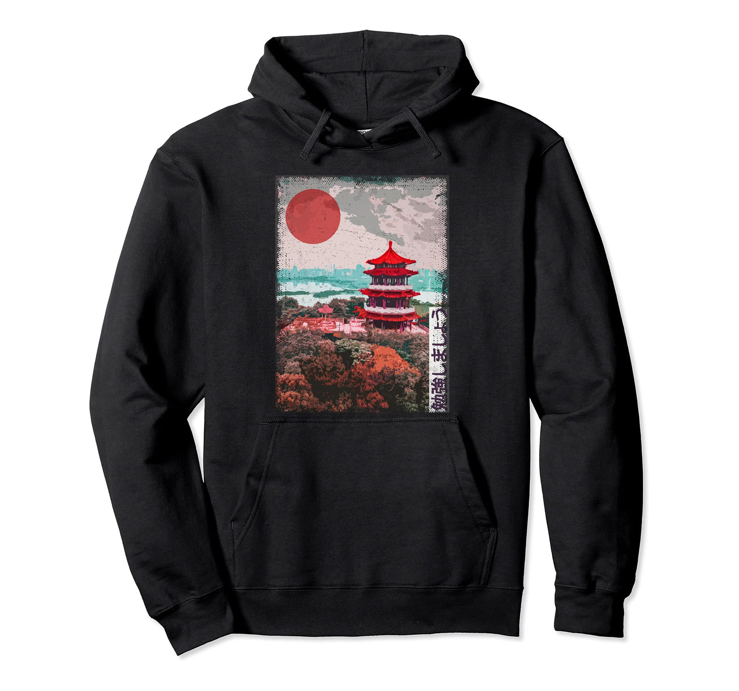 Japanese Temple Tree Blossom Japan Hoodie - Trendy Graphic for Adults - T-Shirt, Sweatshirt, Hoodie