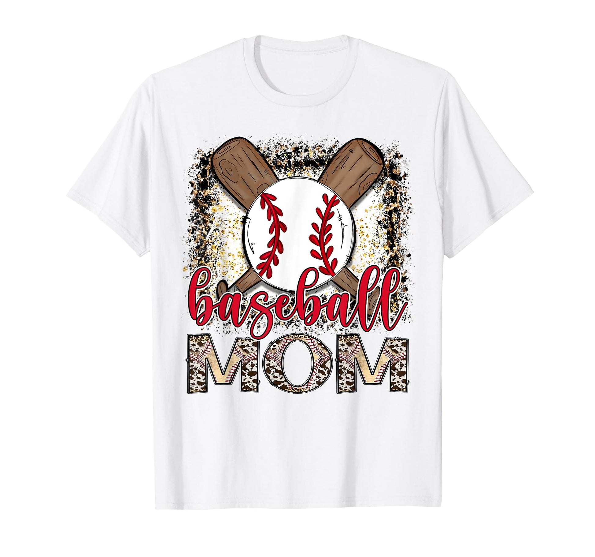 Baseball Mom Leopard Proud Ball Mom Game T-Shirt - Custom Art Print Unisex - T-Shirt, Sweatshirt, Hoodie