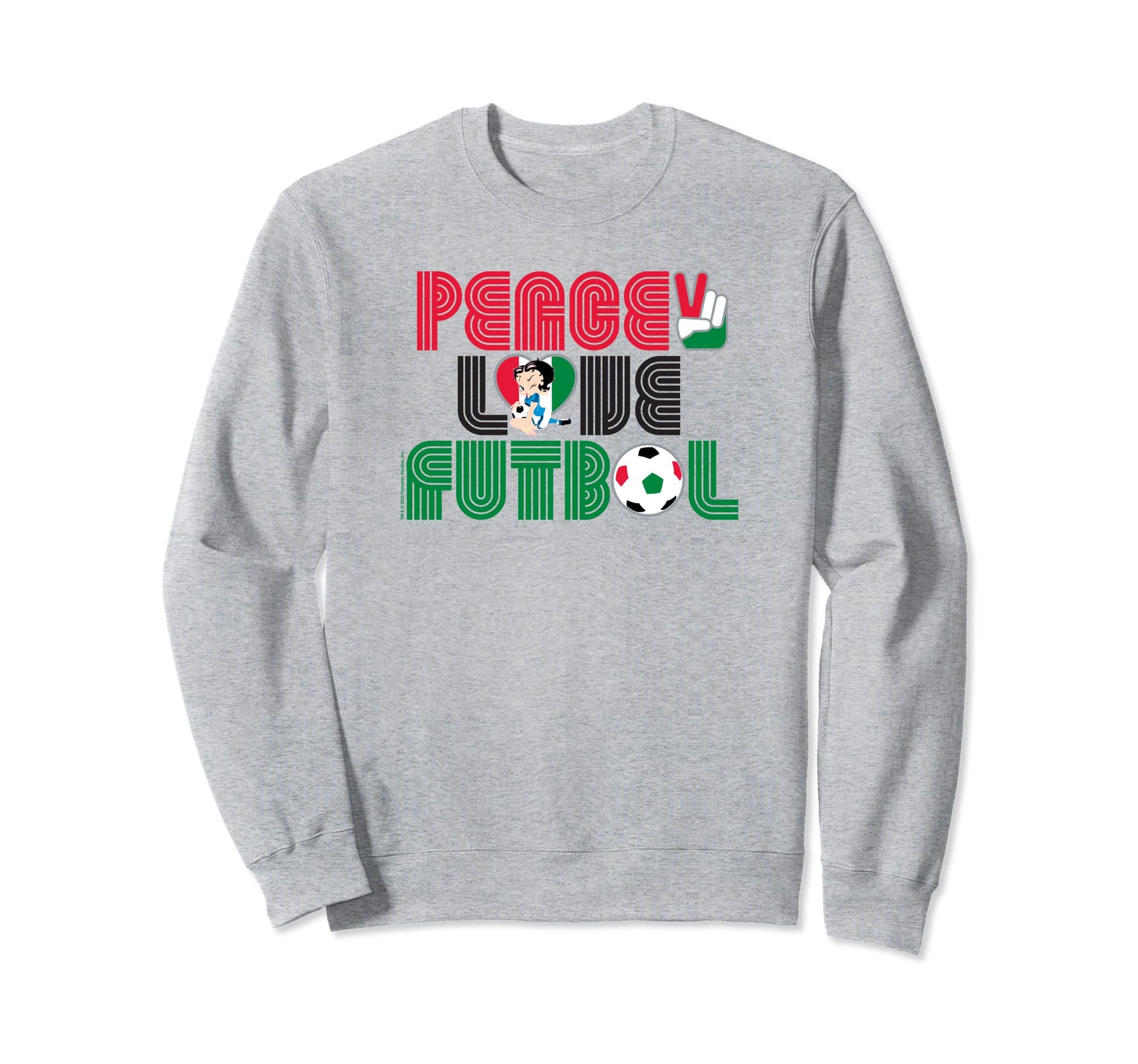 Betty Boop Peace Love Futbol Icon Fill Sweatshirt - Graphic Print Men Women - T-Shirt, Sweatshirt, Hoodie