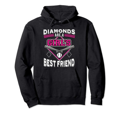 Funny Softball Diamonds Are Best Friend Hoodie - Aesthetic Graphic Unisex - T-Shirt, Sweatshirt, Hoodie