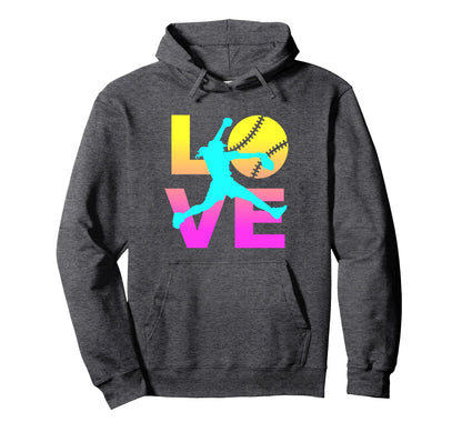 Love Softball Teen Hoodie - Fun Novelty Design for Adults - T-Shirt, Sweatshirt, Hoodie