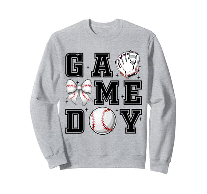 Baseball Coquette Bow Gameday Sweatshirt - Aesthetic Graphic Men Women - T-Shirt, Sweatshirt, Hoodie