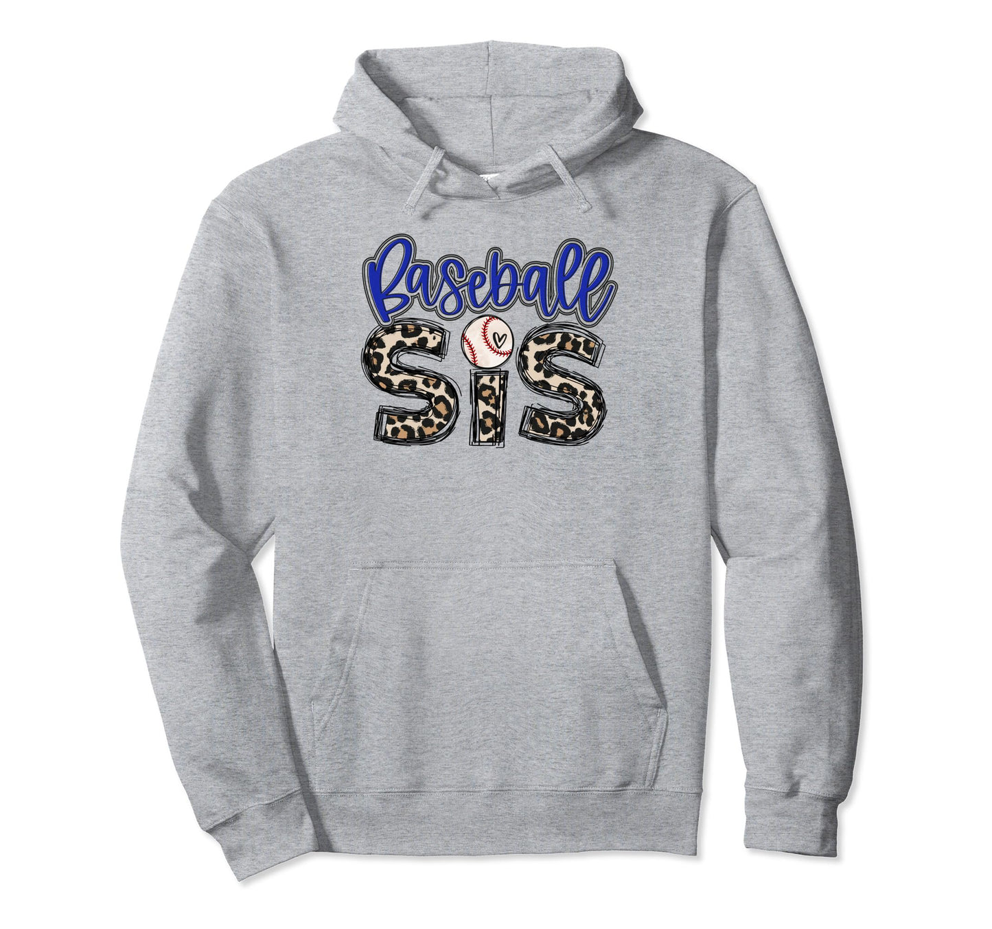 Baseball Sister Leopart Baseball Hoodie - Fun Novelty Design for Adults - T-Shirt, Sweatshirt, Hoodie