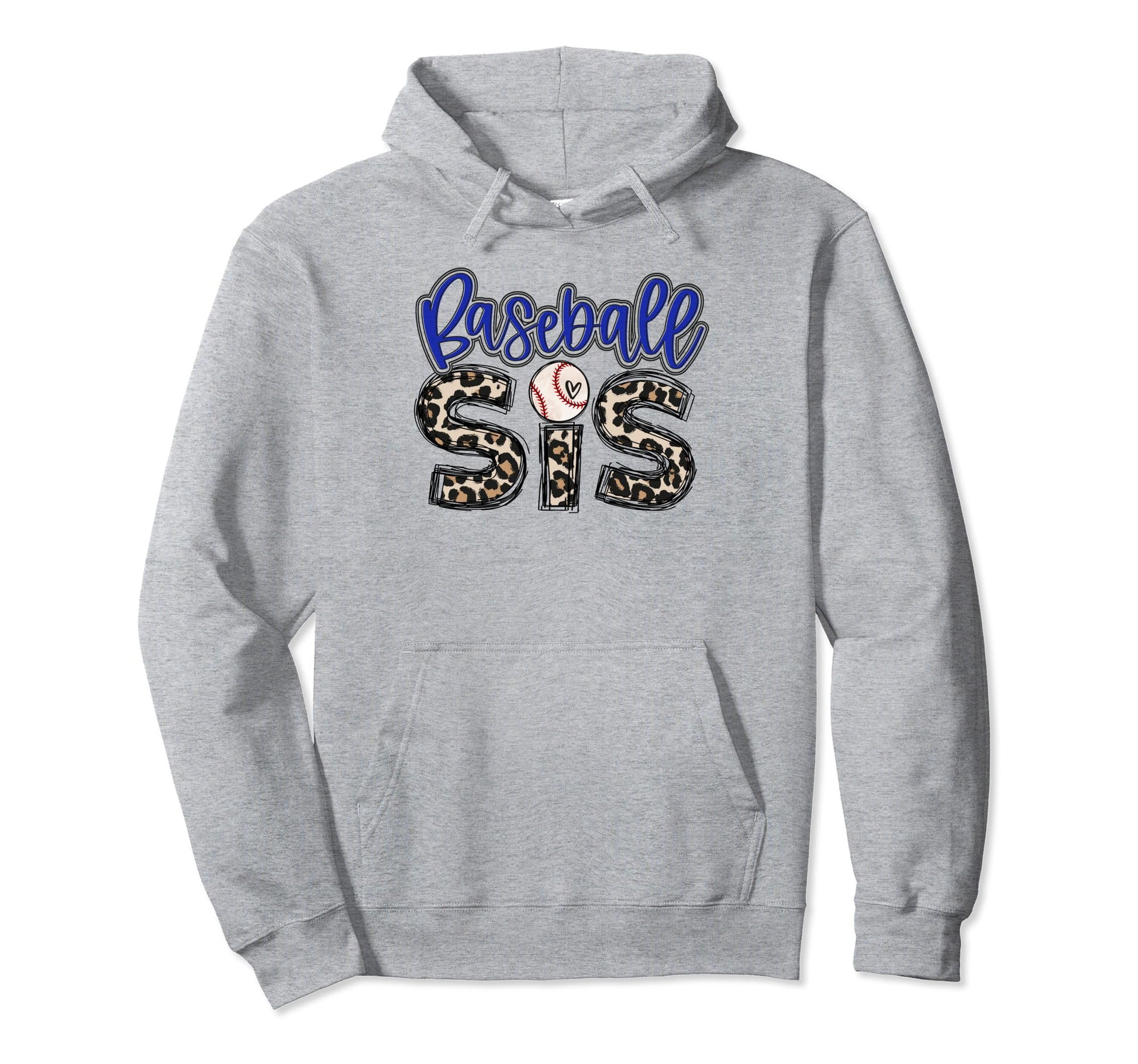 Baseball Sister Leopart Baseball Hoodie - Fun Novelty Design for Adults - T-Shirt, Sweatshirt, Hoodie