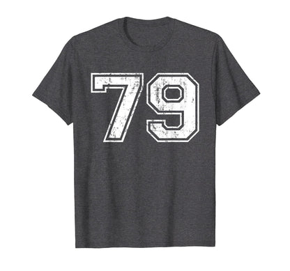 Number 79 Varsity Distressed Sports T-Shirt - Unique Graphic Men Women - T-Shirt, Sweatshirt, Hoodie