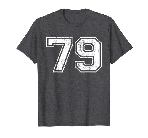 Number 79 Varsity Distressed Sports T-Shirt - Unique Graphic Men Women - T-Shirt, Sweatshirt, Hoodie