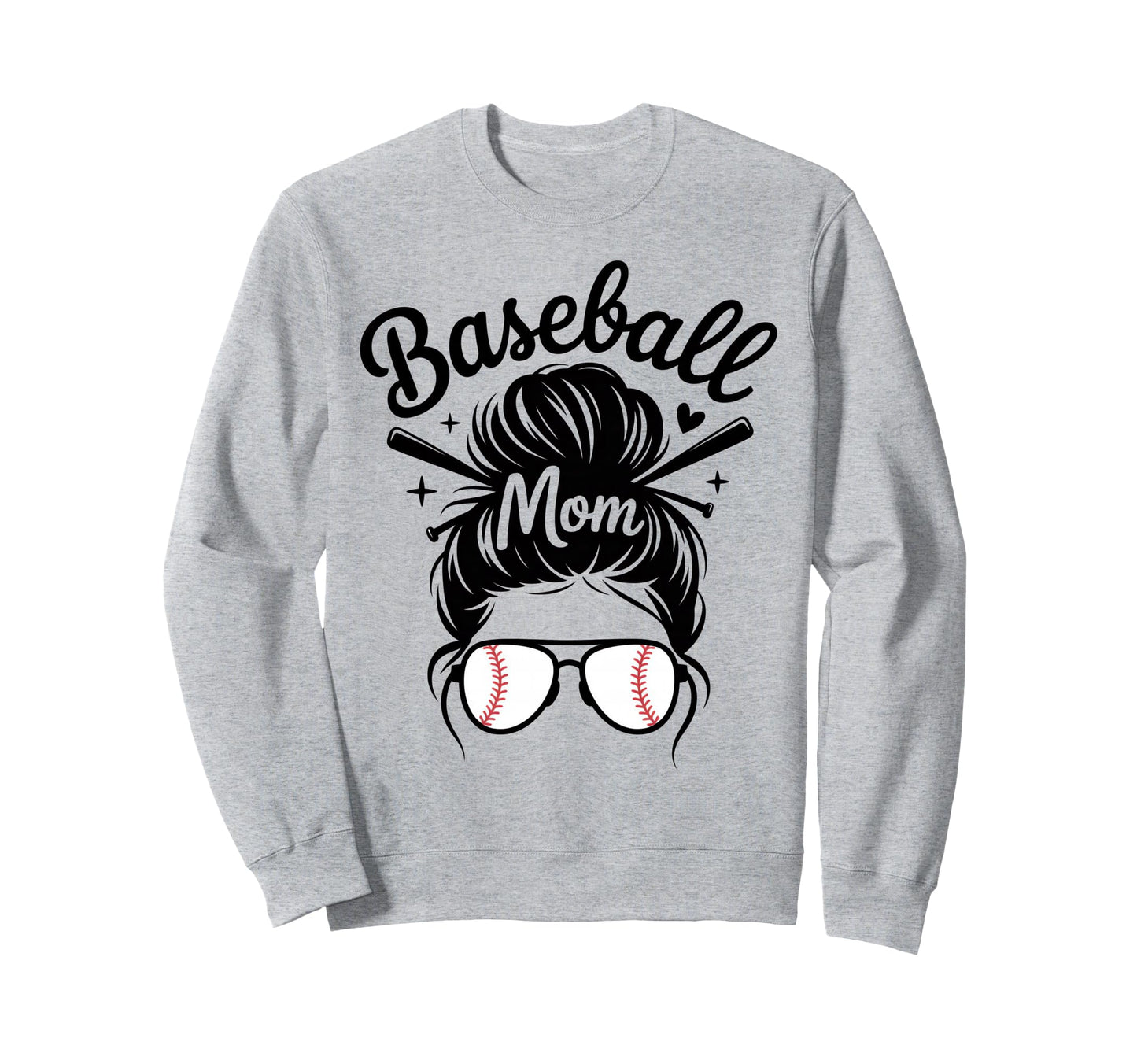 Baseball Mom Messy Bun Game Day Sweatshirt - Minimalist Print for Adults - T-Shirt, Sweatshirt, Hoodie