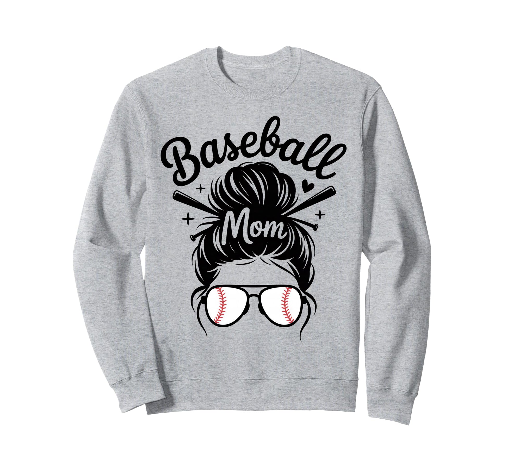 Baseball Mom Messy Bun Game Day Sweatshirt - Minimalist Print for Adults - T-Shirt, Sweatshirt, Hoodie
