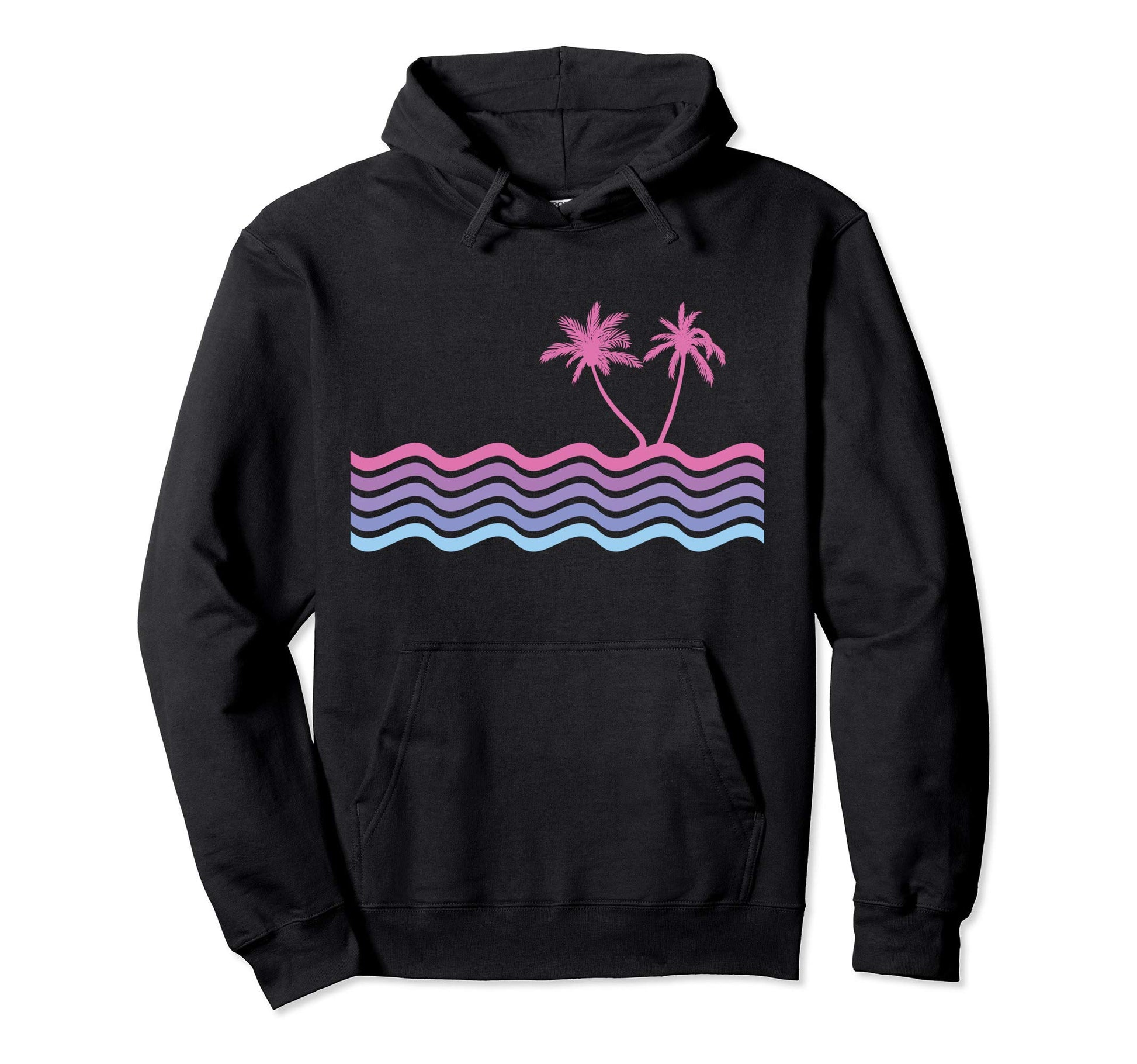 Vaporwave Aesthetic Wave Palm Tree Hoodie - Novelty Apparel Unisex - T-Shirt, Sweatshirt, Hoodie