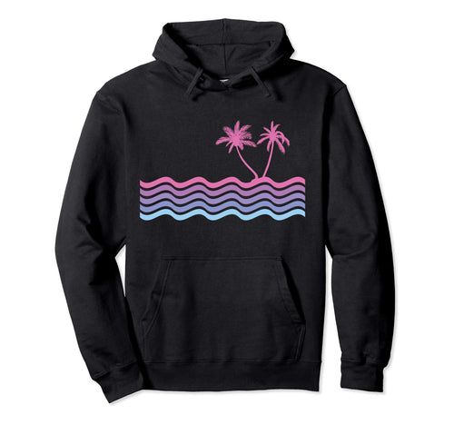 Vaporwave Aesthetic Wave Palm Tree Hoodie - Novelty Apparel Unisex - T-Shirt, Sweatshirt, Hoodie