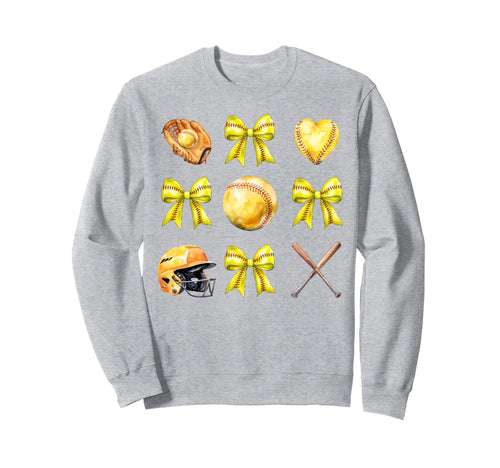 Softball Bow Coquette Softball Mom Sweatshirt - Trendy Graphic for Adults - T-Shirt, Sweatshirt, Hoodie