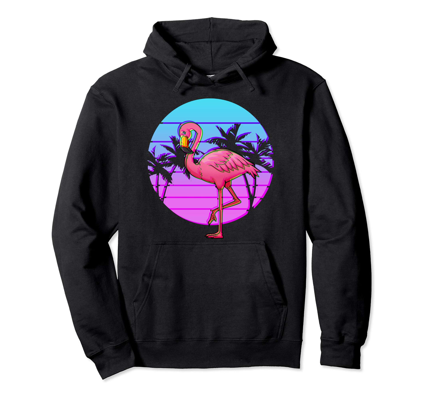 80S Flamingo Japanese Otaku Aesthetic Hoodie - Custom Art Print for Adults - T-Shirt, Sweatshirt, Hoodie