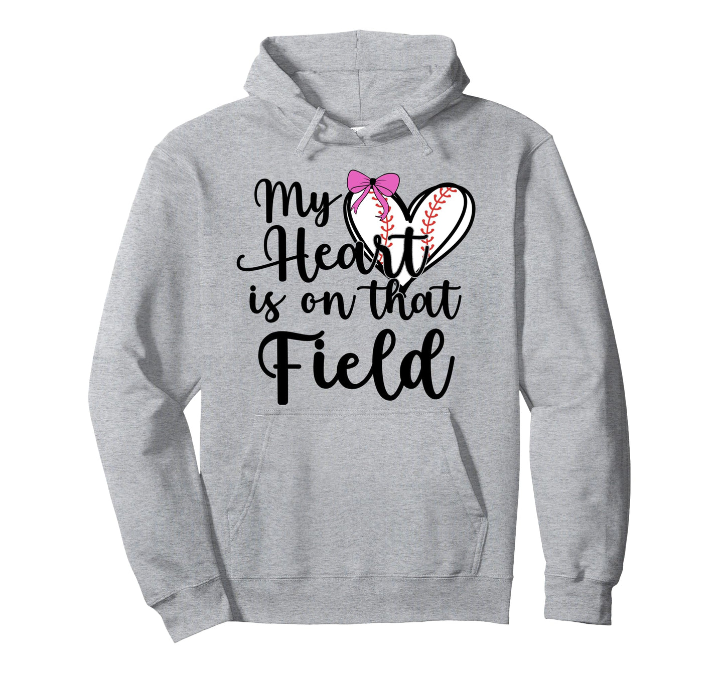 Baseball Mom Coquette Bow My Heart Is Hoodie - Trendy Graphic Men Women - T-Shirt, Sweatshirt, Hoodie