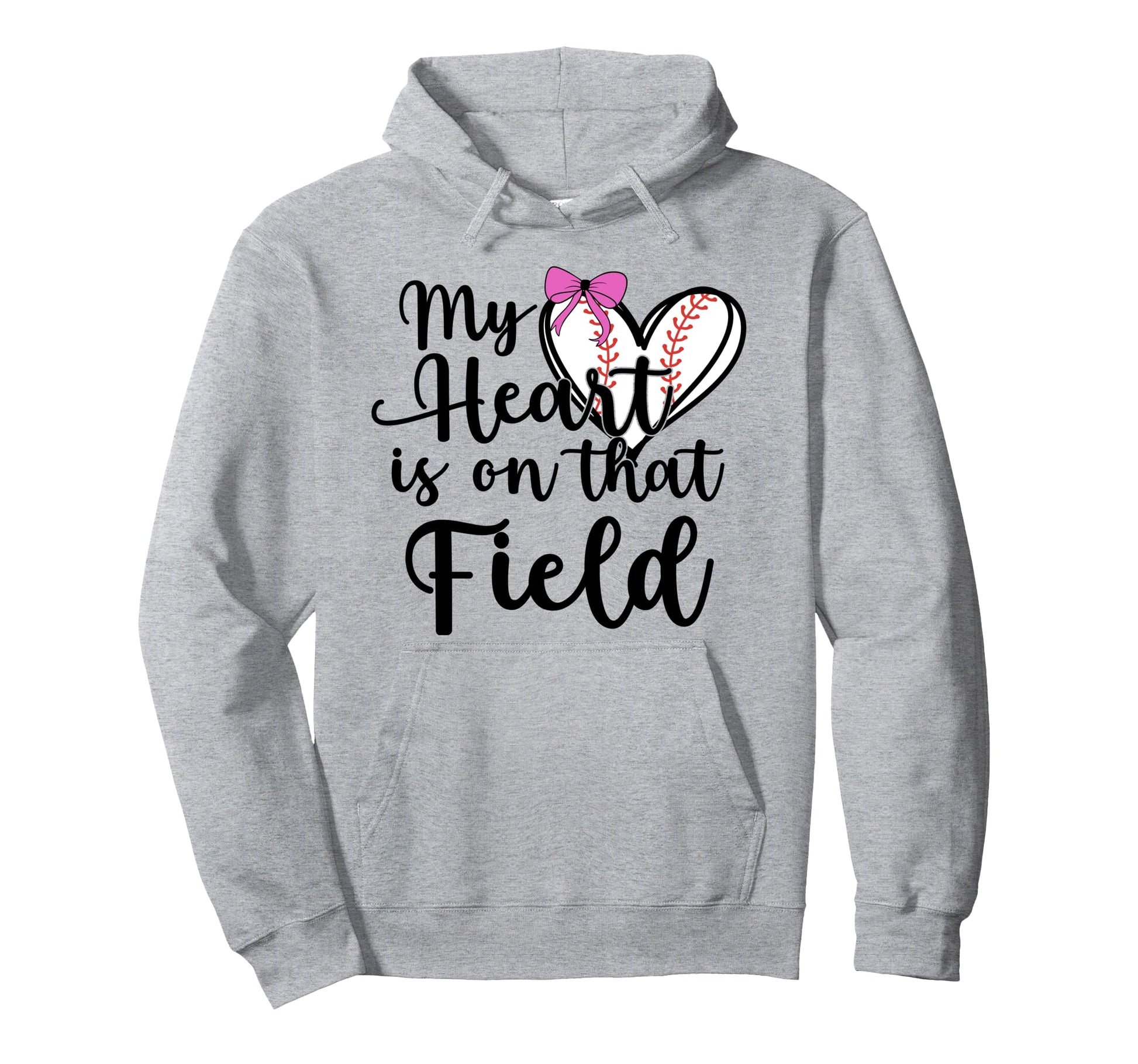 Baseball Mom Coquette Bow My Heart Is Hoodie - Trendy Graphic Men Women - T-Shirt, Sweatshirt, Hoodie