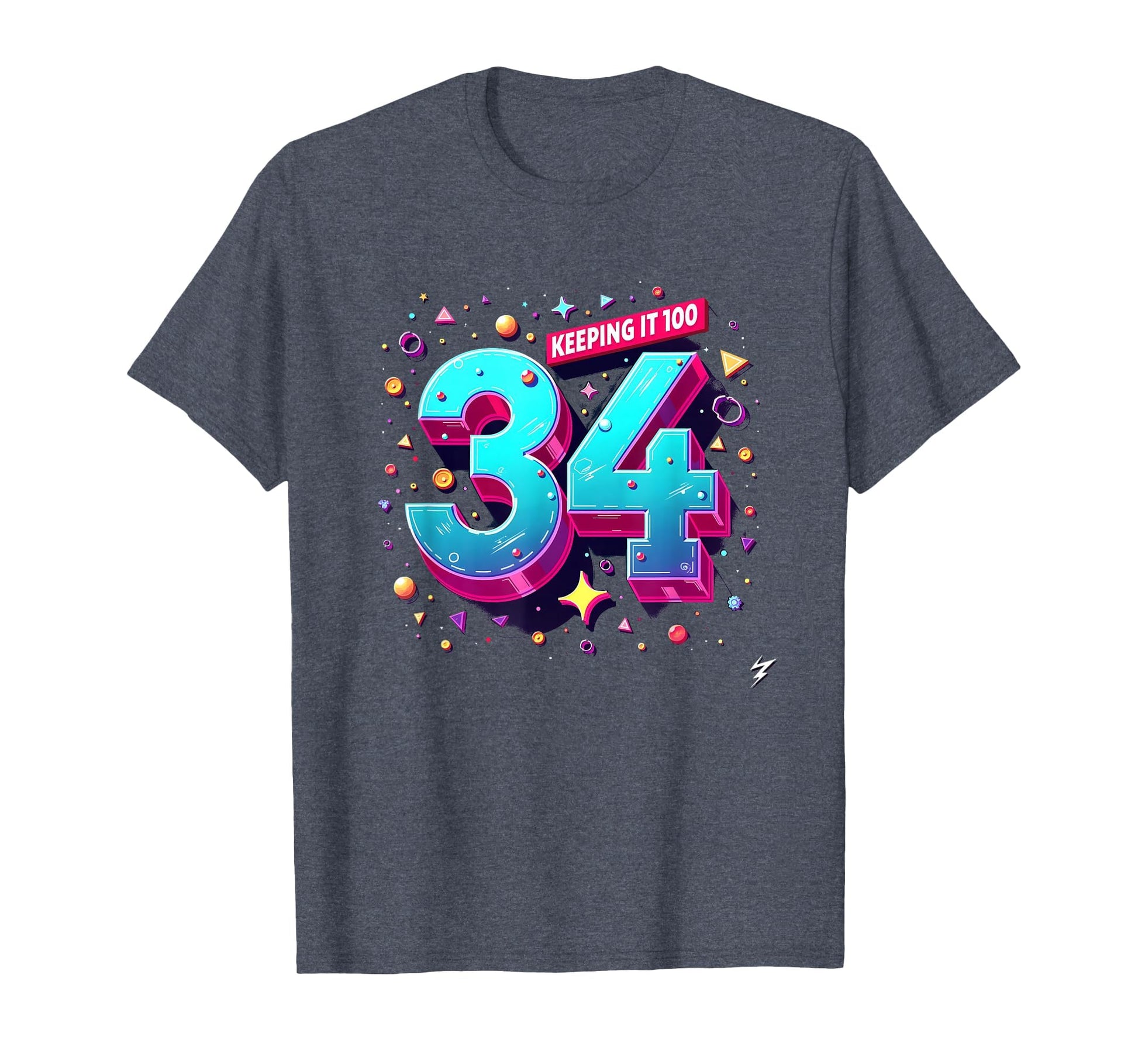34Th Birthday Gift Keeping It 100 T-Shirt - Aesthetic Graphic for Adults - T-Shirt, Sweatshirt, Hoodie