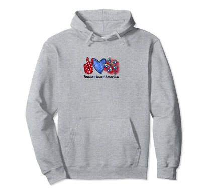 Peace Love America Hoodie - Trendy Graphic for Adults - T-Shirt, Sweatshirt, Hoodie