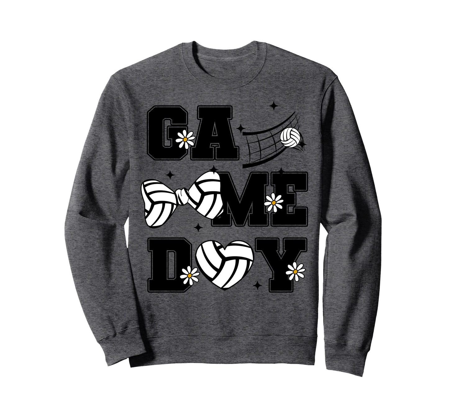 Volleyball Game Day Bow And Heart Sweatshirt - Novelty Apparel Unisex - T-Shirt, Sweatshirt, Hoodie