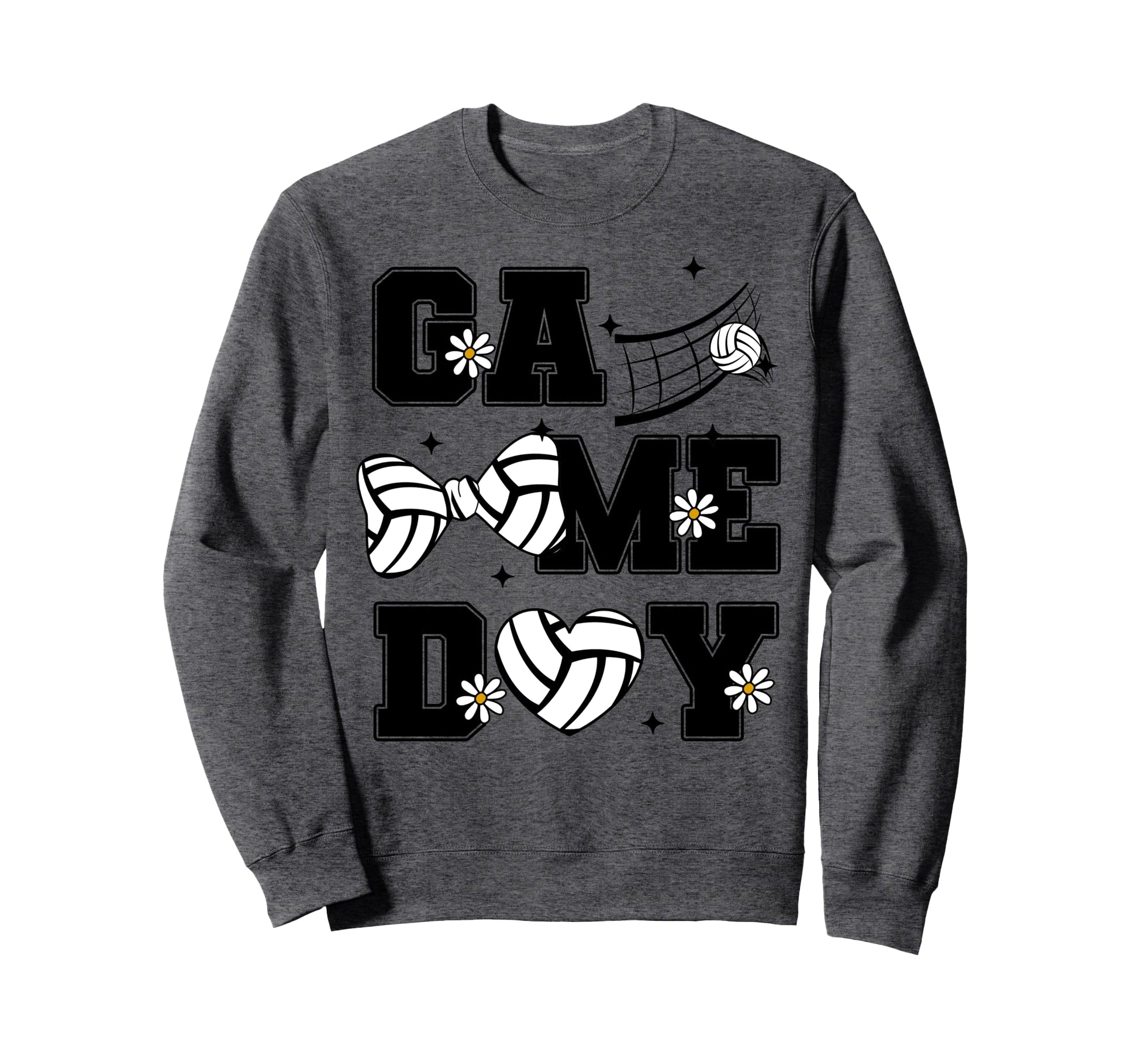 Volleyball Game Day Bow And Heart Sweatshirt - Novelty Apparel Unisex - T-Shirt, Sweatshirt, Hoodie