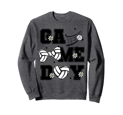 Volleyball Game Day Bow And Heart Sweatshirt - Novelty Apparel Unisex - T-Shirt, Sweatshirt, Hoodie