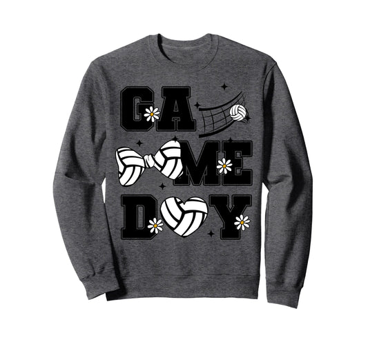 Volleyball Game Day Bow And Heart Sweatshirt - Novelty Apparel Unisex - T-Shirt, Sweatshirt, Hoodie