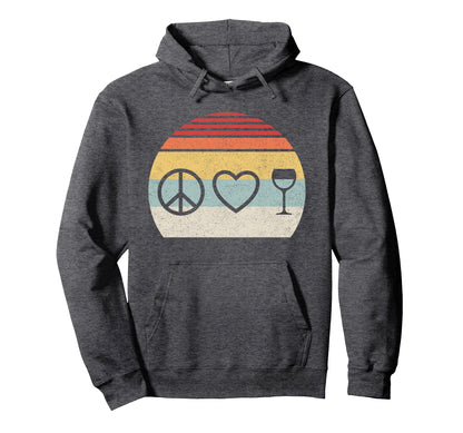 Peace Love Wine Hoodie - Aesthetic Graphic Unisex - T-Shirt, Sweatshirt, Hoodie