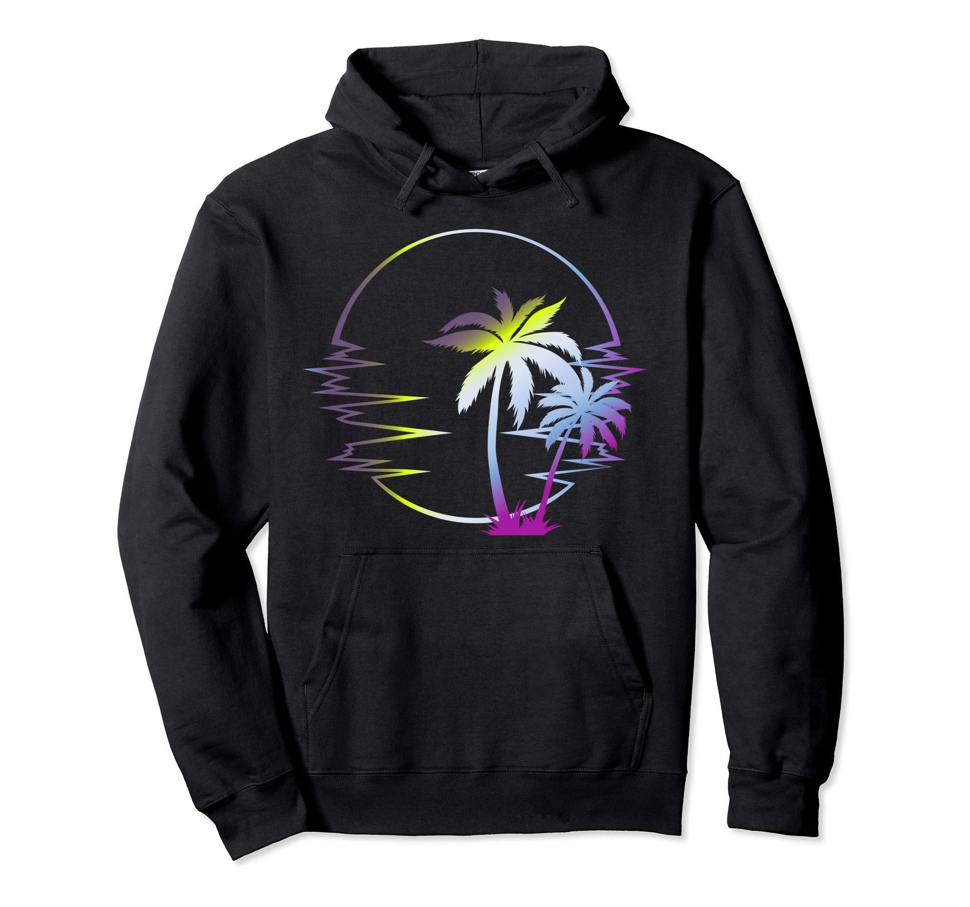 Pastel Goth Palm Trees Sunset Beach Art Hoodie - Trendy Graphic for Adults - T-Shirt, Sweatshirt, Hoodie