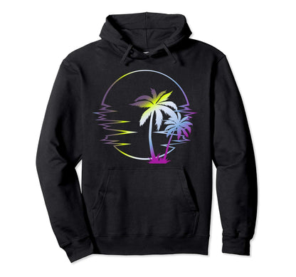 Pastel Goth Palm Trees Sunset Beach Art Hoodie - Trendy Graphic for Adults - T-Shirt, Sweatshirt, Hoodie