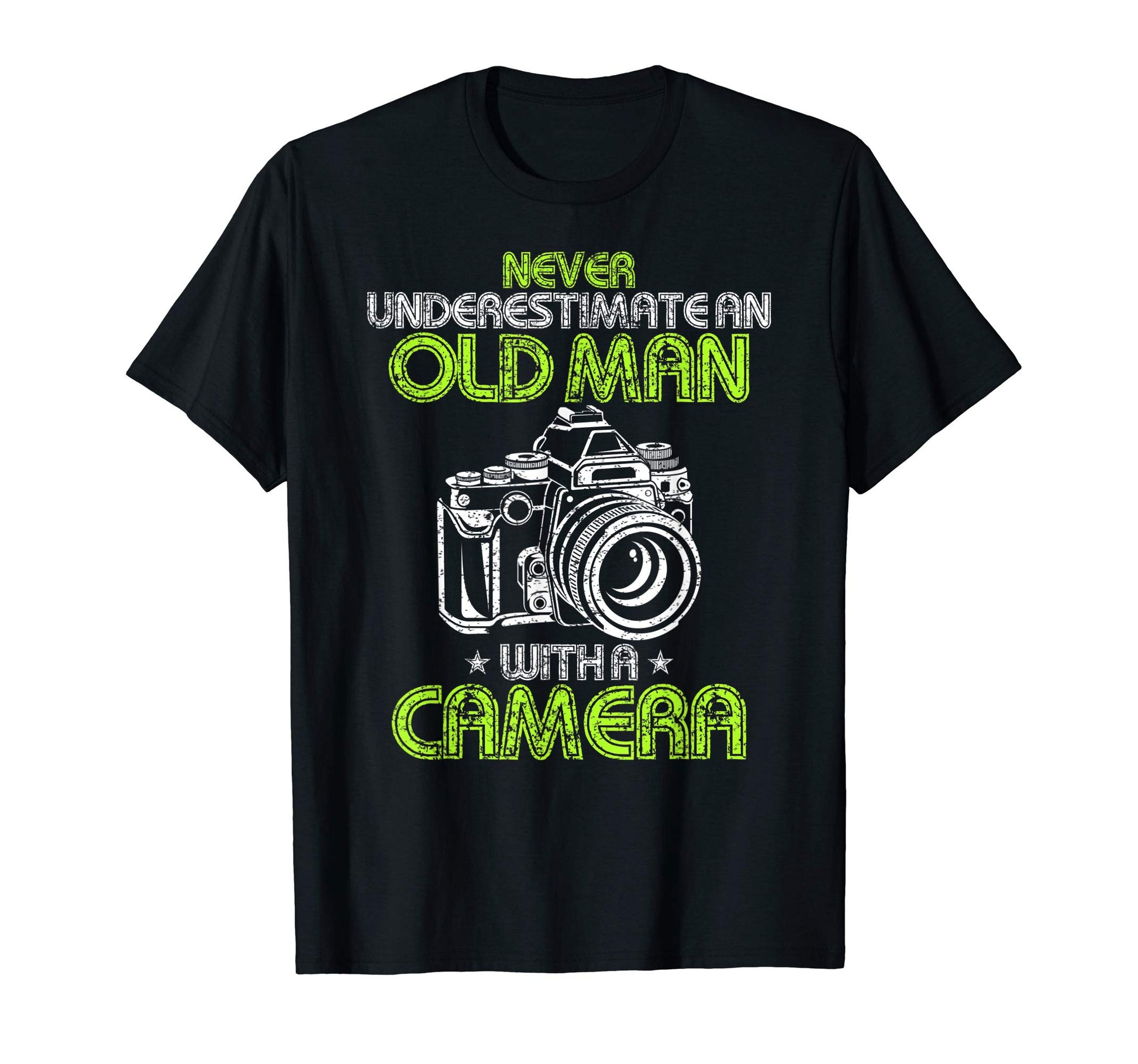 Mens Never Underestimate Old Camera T-Shirt - Minimalist Print Men Women - T-Shirt, Sweatshirt, Hoodie