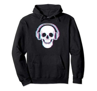 Vaporwave Skull Glitch Art Aesthetic Hoodie - Novelty Apparel for Adults - T-Shirt, Sweatshirt, Hoodie