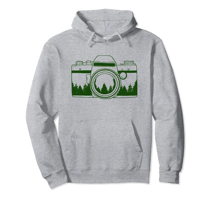 Photographer Camera Trees Nature Hoodie - Aesthetic Graphic for Adults - T-Shirt, Sweatshirt, Hoodie