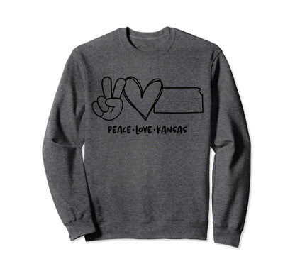 Peace Love Kansas Ks Kansas Lovers Sweatshirt - Custom Art Print Unisex - T-Shirt, Sweatshirt, Hoodie
