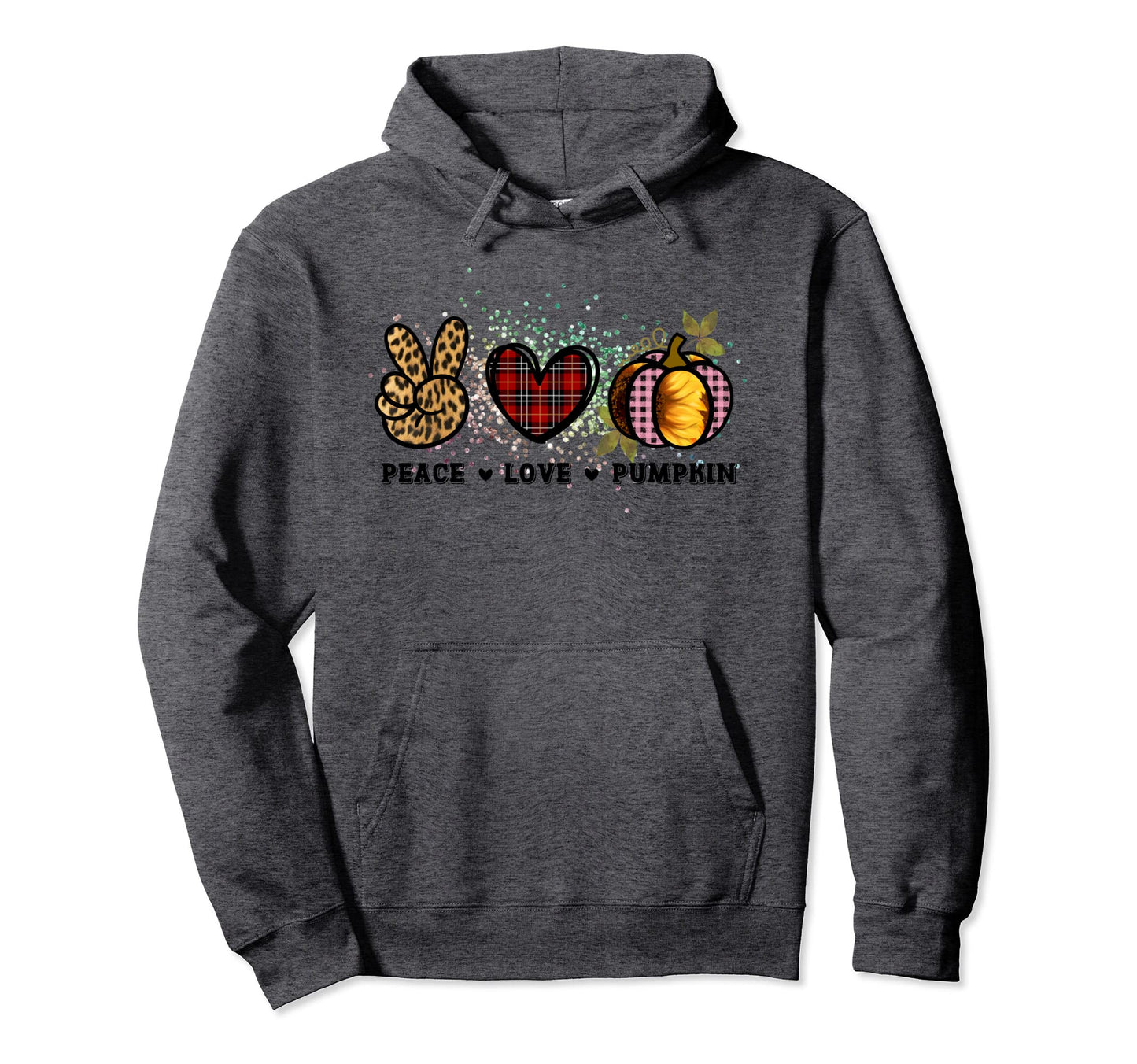 Trendy Peace Love Pumpkin Hoodie - Minimalist Print Men Women - T-Shirt, Sweatshirt, Hoodie