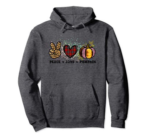 Trendy Peace Love Pumpkin Hoodie - Minimalist Print Men Women - T-Shirt, Sweatshirt, Hoodie