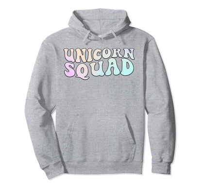 Groovy Rainbow Unicorn Squad Matching Hoodie - Unique Graphic Unisex - T-Shirt, Sweatshirt, Hoodie