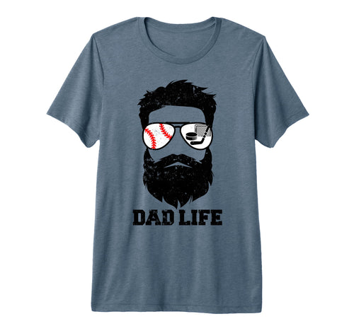Mens Baseball Hockey Dad Messy Hair Beard T-Shirt - Unique Graphic Unisex - T-Shirt, Sweatshirt, Hoodie