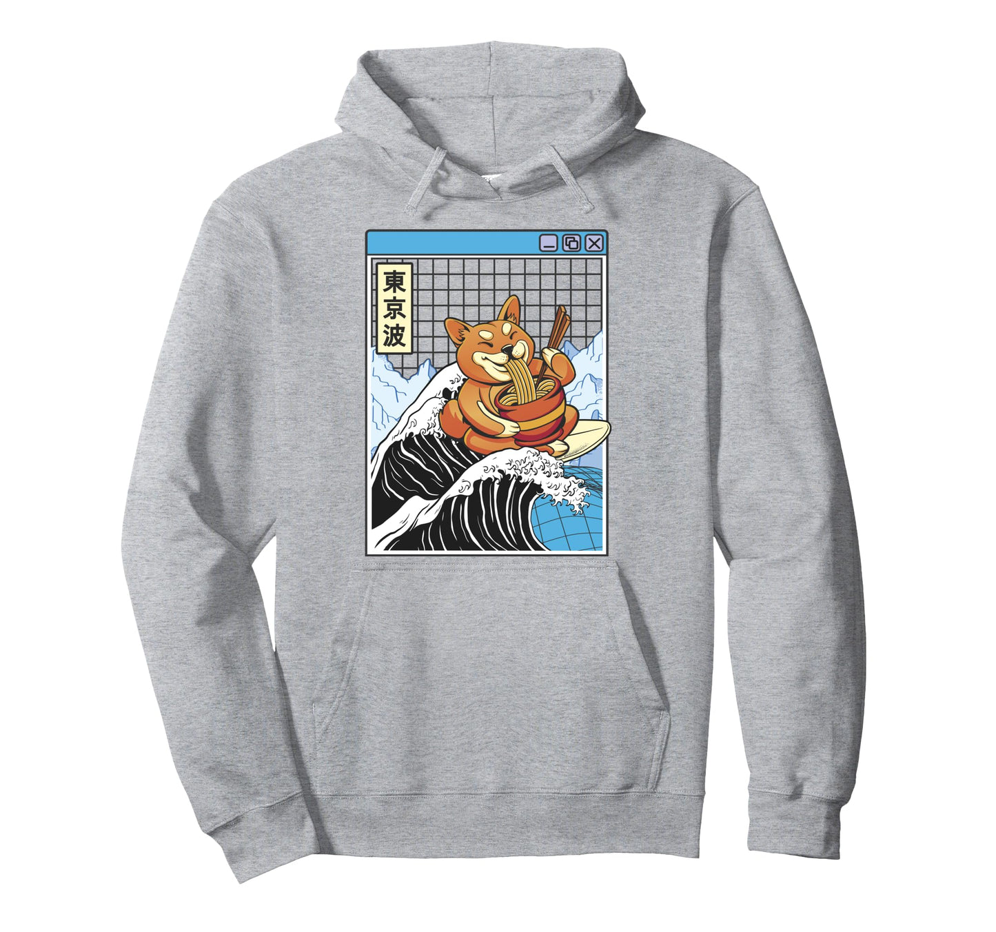 Shiba Inu Eating Ramen Surfing Hoodie - Custom Art Print for Adults - T-Shirt, Sweatshirt, Hoodie
