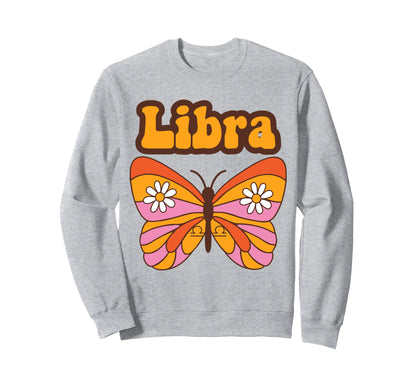 Libra Zodiac Butterfly Boho Aesthetic Sweatshirt - Aesthetic Graphic Unisex - T-Shirt, Sweatshirt, Hoodie