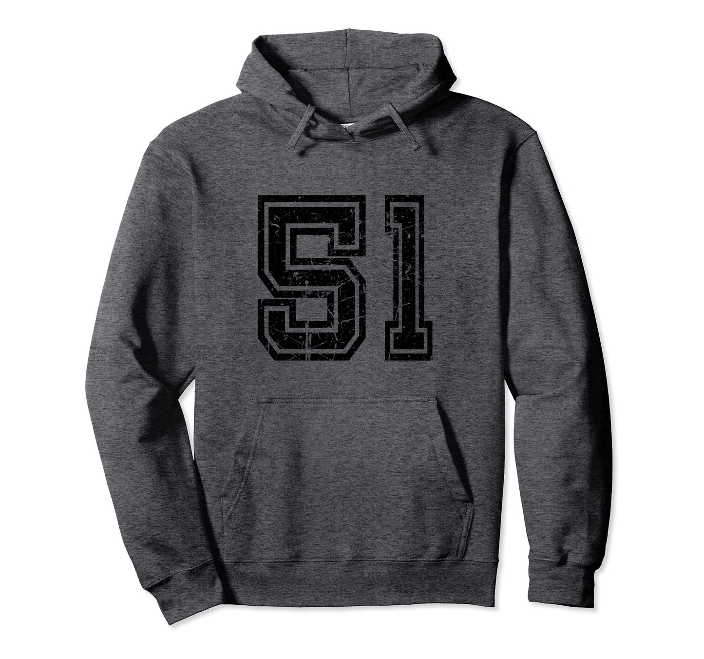 Number 51 Sports Jersey Varsity Lucky Hoodie - Minimalist Print for Adults - T-Shirt, Sweatshirt, Hoodie