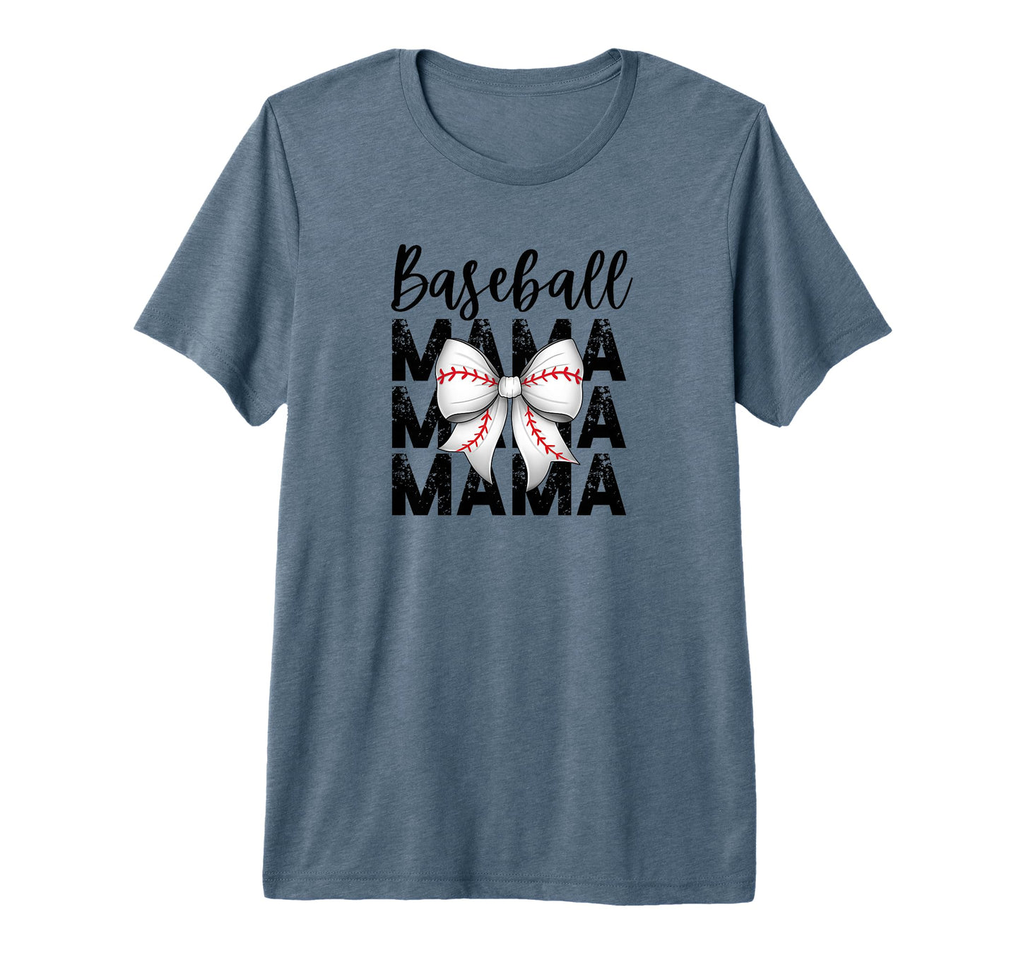 Baseball Bow Red Detail Tri Blend T-Shirt - Fun Novelty Design for Adults - T-Shirt, Sweatshirt, Hoodie