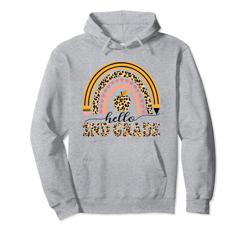 2Nd Grade Teacher Leopard Rainbow Back To Hoodie - Minimalist Print Unisex - T-Shirt, Sweatshirt, Hoodie