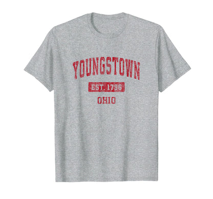 Youngstown Ohio Oh Sports Red T-Shirt - Custom Art Print Men Women - T-Shirt, Sweatshirt, Hoodie