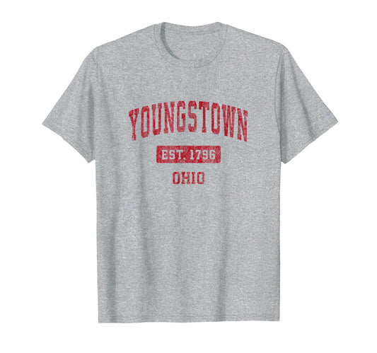 Youngstown Ohio Oh Sports Red T-Shirt - Custom Art Print Men Women - T-Shirt, Sweatshirt, Hoodie