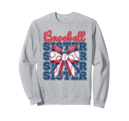 Baseball Sister Coquette Bow Sport Sweatshirt - Graphic Print Men Women - T-Shirt, Sweatshirt, Hoodie