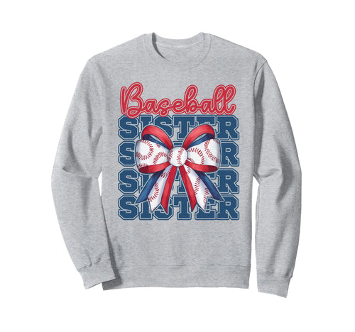 Baseball Sister Coquette Bow Sport Sweatshirt - Graphic Print Men Women - T-Shirt, Sweatshirt, Hoodie