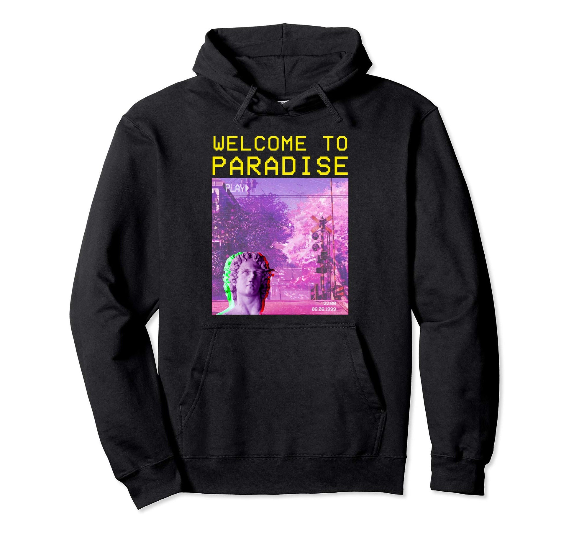 Welcome To Paradise Aesthetic Vaporwave Hoodie - Unique Graphic Men Women - T-Shirt, Sweatshirt, Hoodie